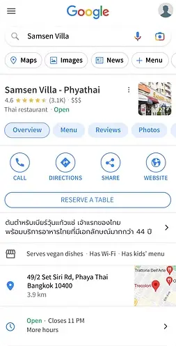 Restaurant booking interface
